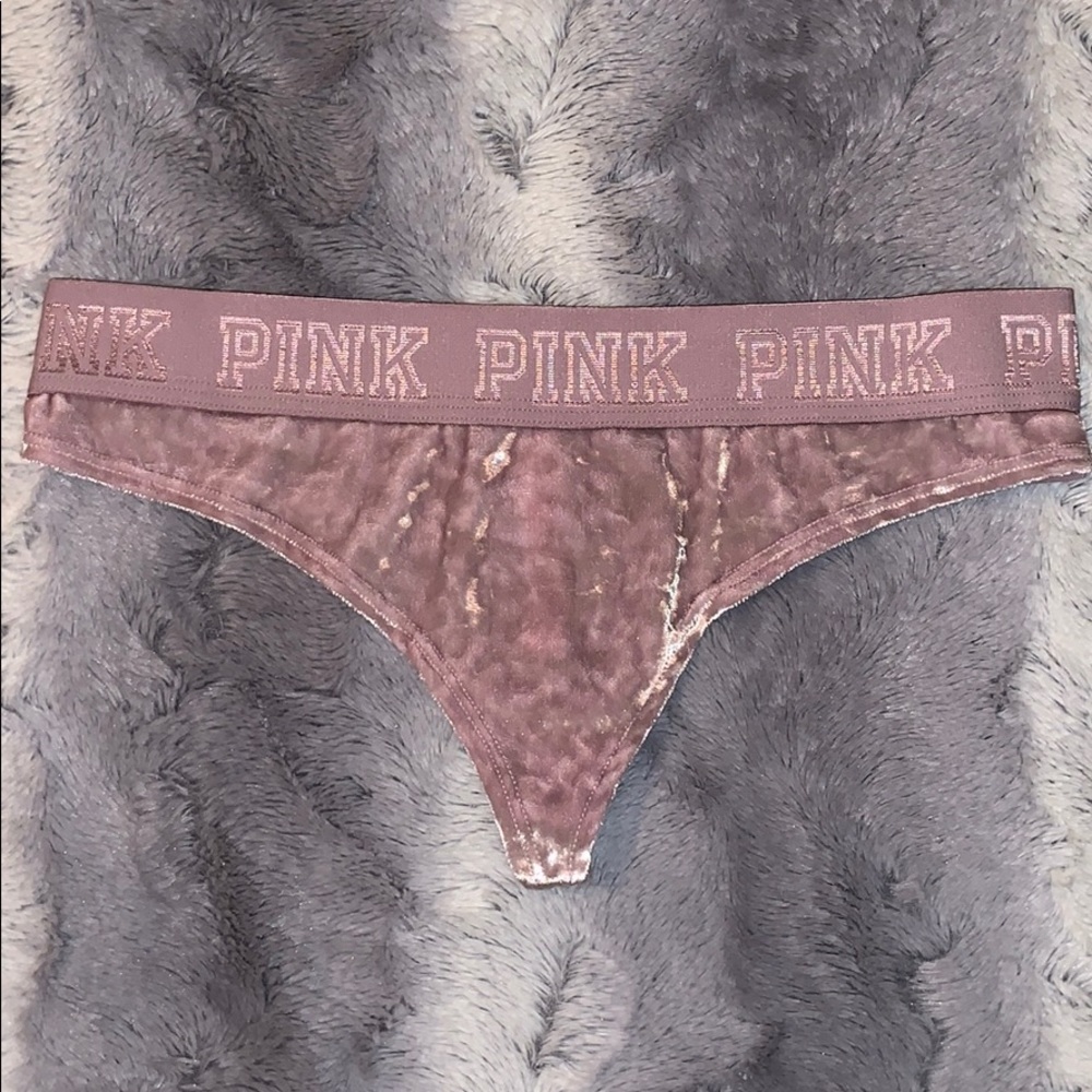 NWOT PINK Victoria Secret lavender velvet thong S